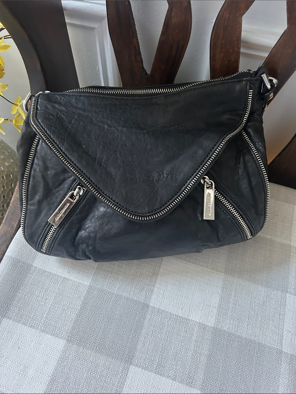 Michael Kors Odette LeatherBag with Silver Zipper Accents